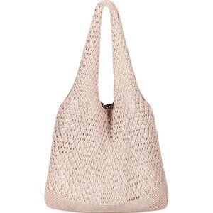 Women's Light Khaki Shoulder Shopping Handbag Casual Travel Totes Fold Able Bags